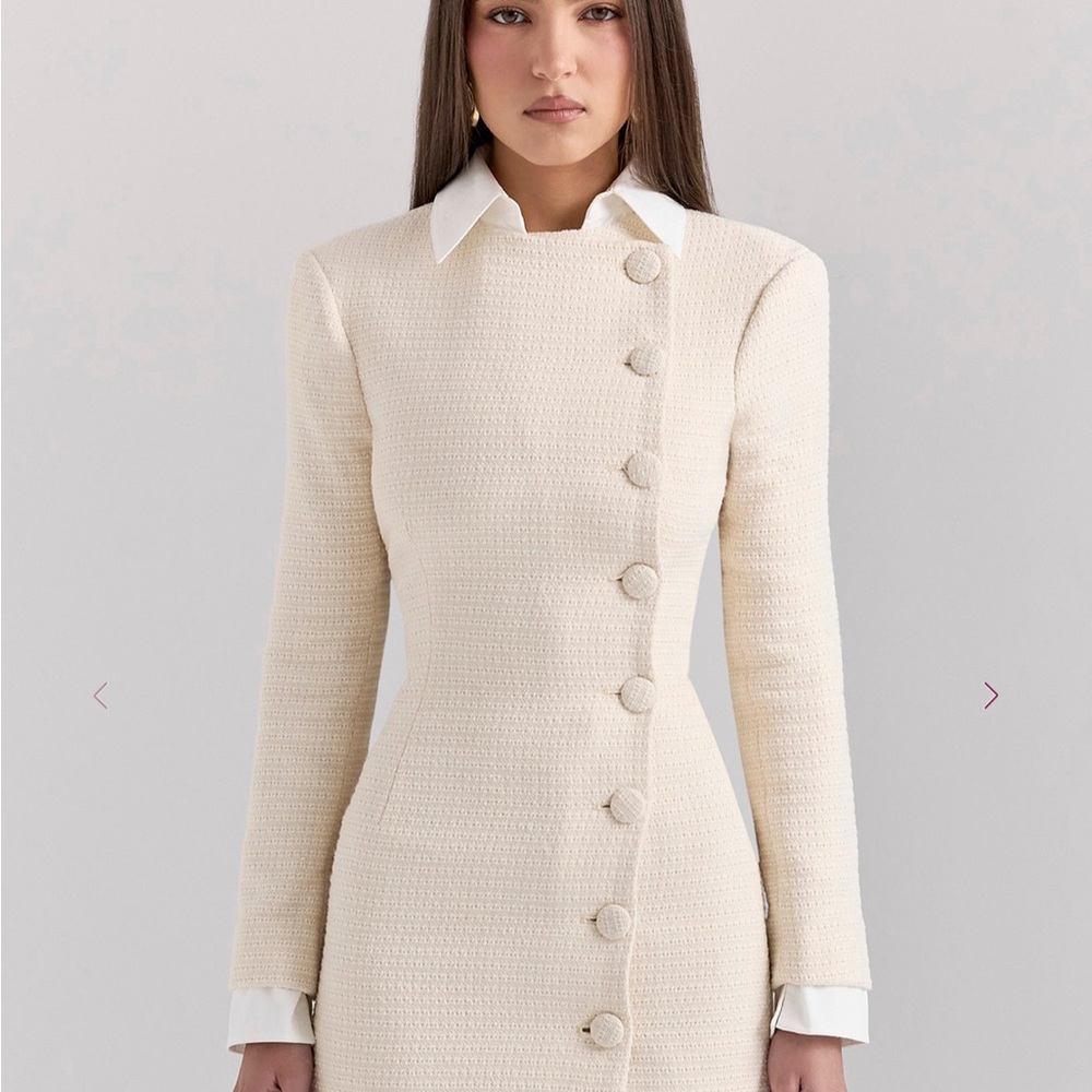 House of CB Cream Long Sleeve Dress